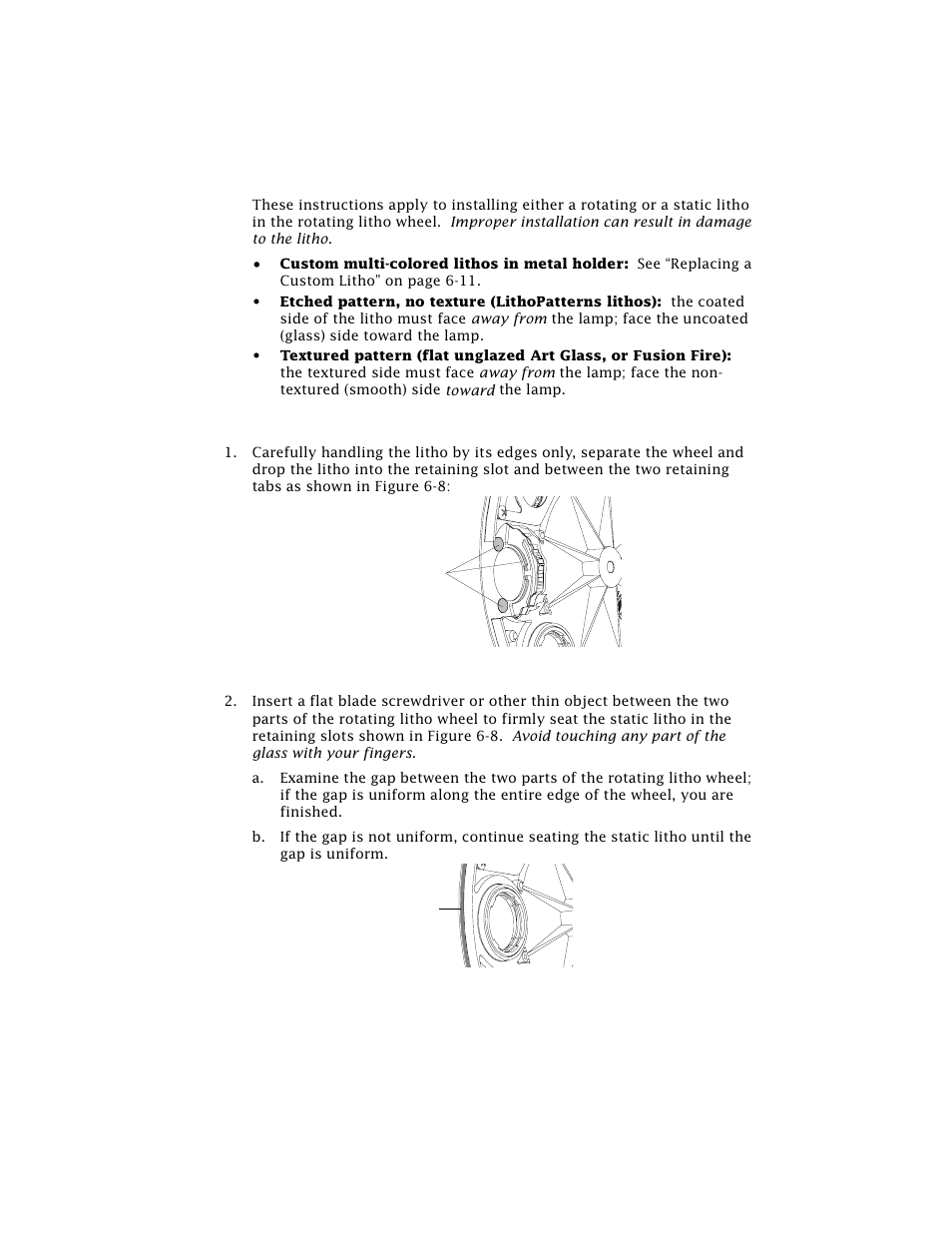 Litho installation instructions, Replacing a static litho | High End Systems Technobeam User Manual | Page 128 / 173
