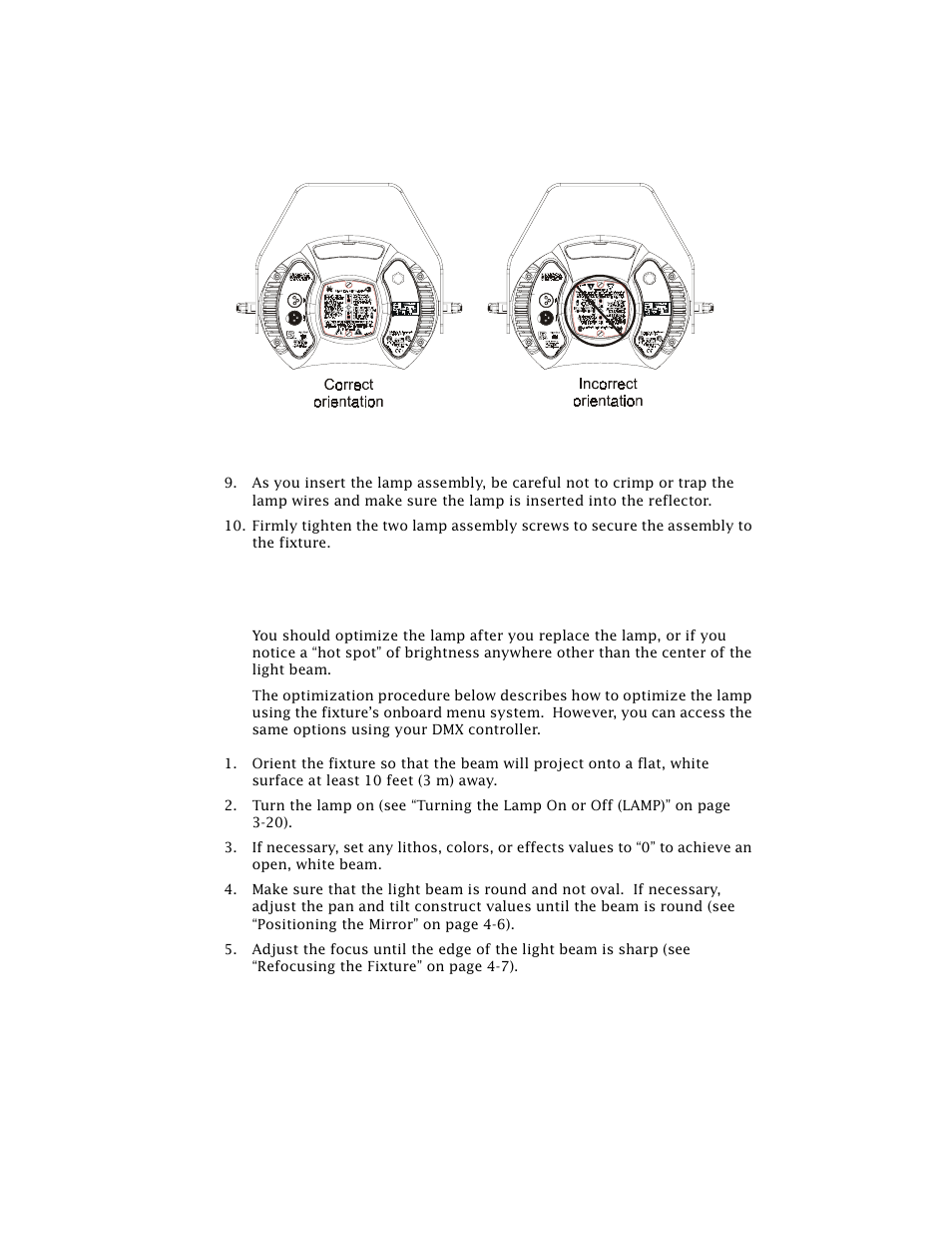 Optimizing the lamp | High End Systems Technobeam User Manual | Page 133 / 173