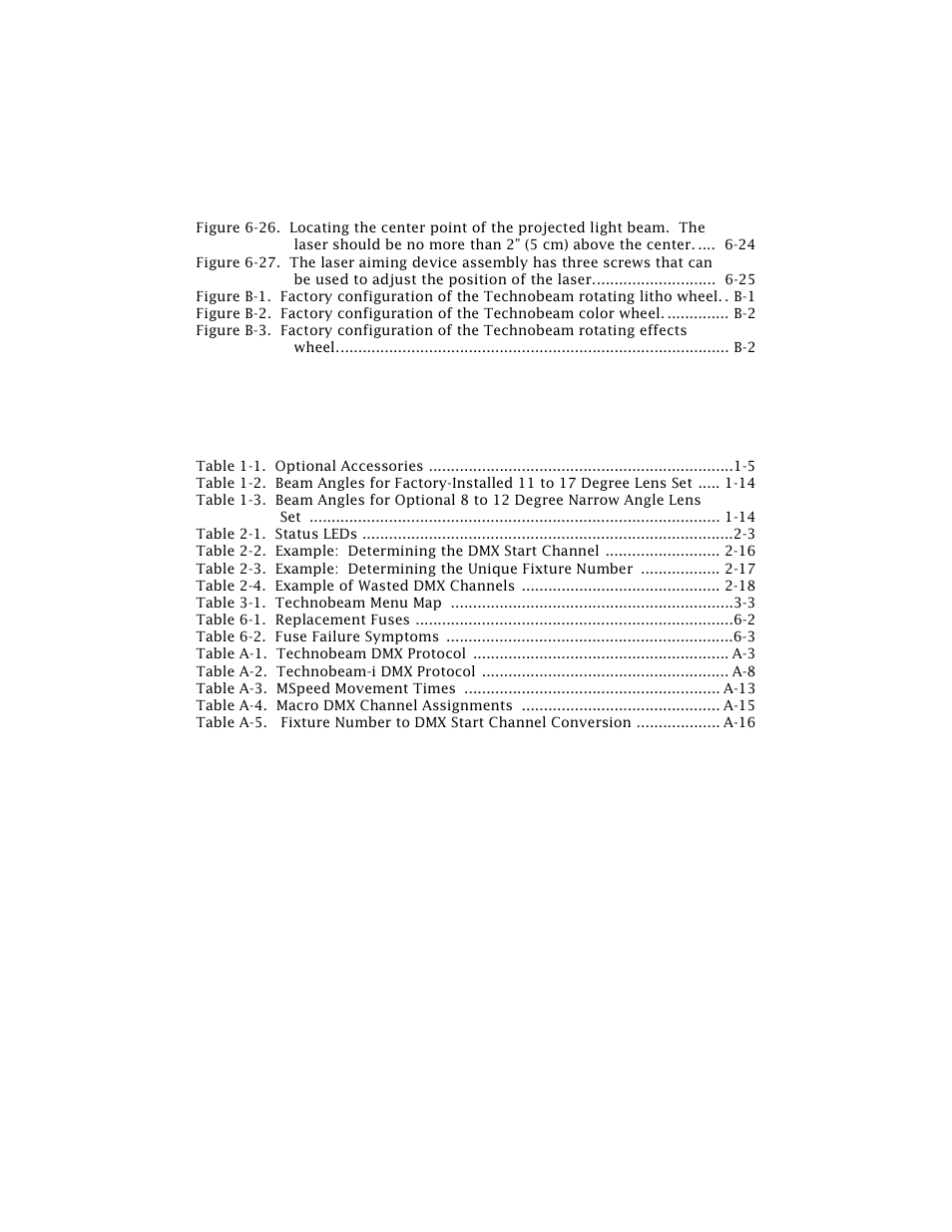 Table of tables | High End Systems Technobeam User Manual | Page 14 / 173