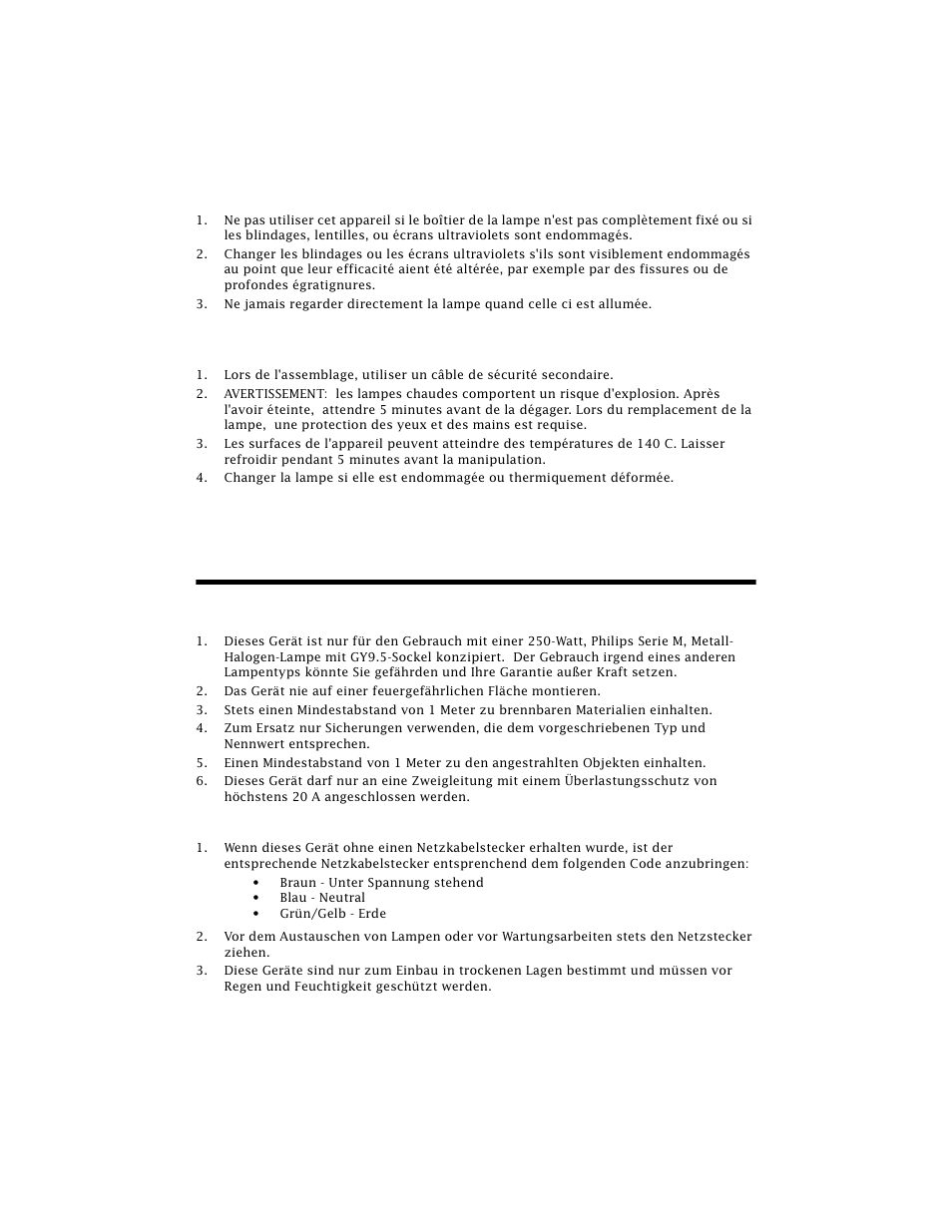 Anhang c wichtige hinweise für ihre sicherheit, Technobeam, Warnung: zum schutz vor brandgefahr | Warnung: zum schutz gegen gefährliche körperströme | High End Systems Technobeam User Manual | Page 166 / 173