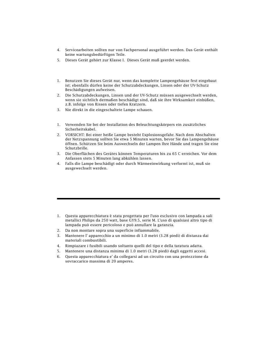 Appendice c importanti informazioni di sicurezza, C-4 important safety information technobeam, User manual | Warnung: zum schutz vor verletzungen, Av vertenza: per prevenire incendi | High End Systems Technobeam User Manual | Page 167 / 173