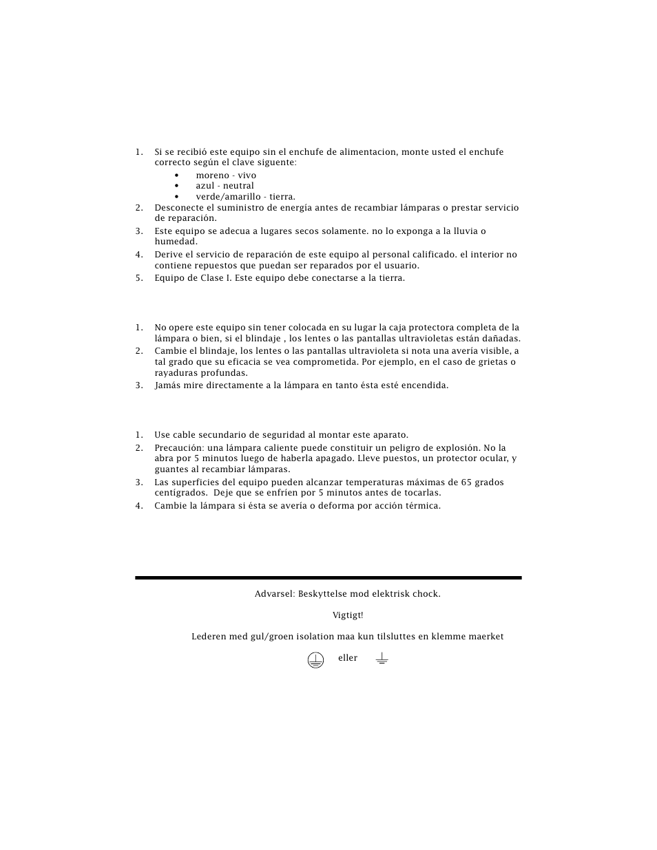 Vigtig sikkerhedsinformation - danmark, C-6 important safety information technobeam | High End Systems Technobeam User Manual | Page 169 / 173