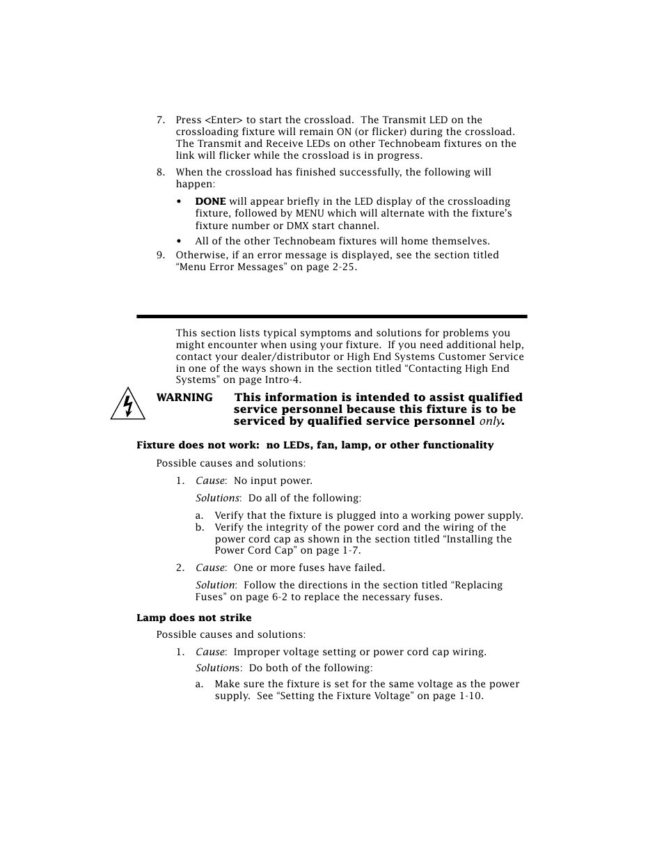 Troubleshooting, Troubleshooting -20 | High End Systems Technobeam User Manual | Page 61 / 173