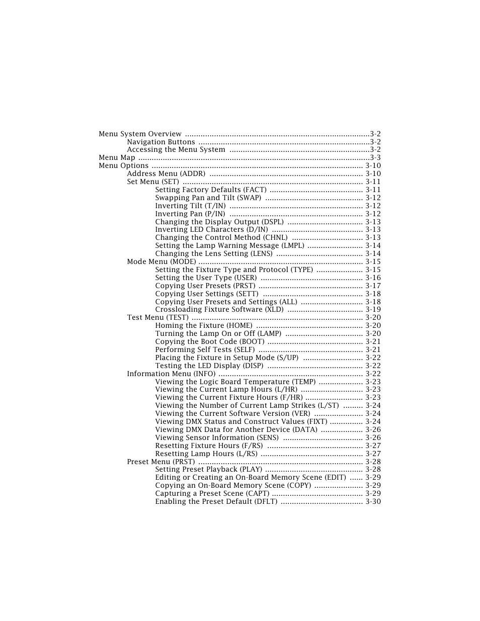 Chapter 3 using the menus, Chapter 3, Using the menus | High End Systems Technobeam User Manual | Page 70 / 173