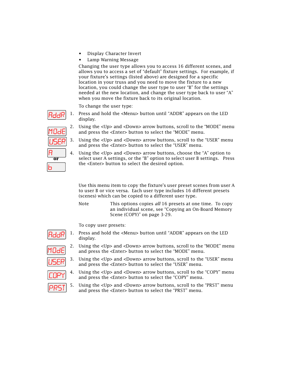 Copying user presets (prst) | High End Systems Technobeam User Manual | Page 86 / 173