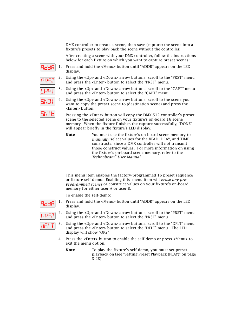 Enabling the preset default (dflt) | High End Systems Technobeam User Manual | Page 99 / 173