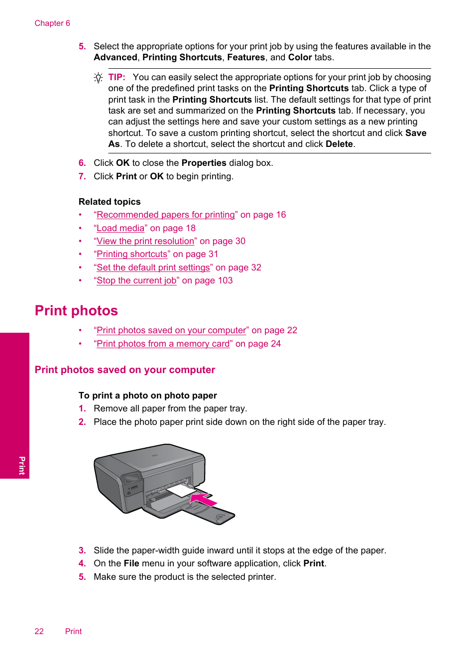 Print photos | HP Photosmart C4780 User Manual | Page 24 / 120