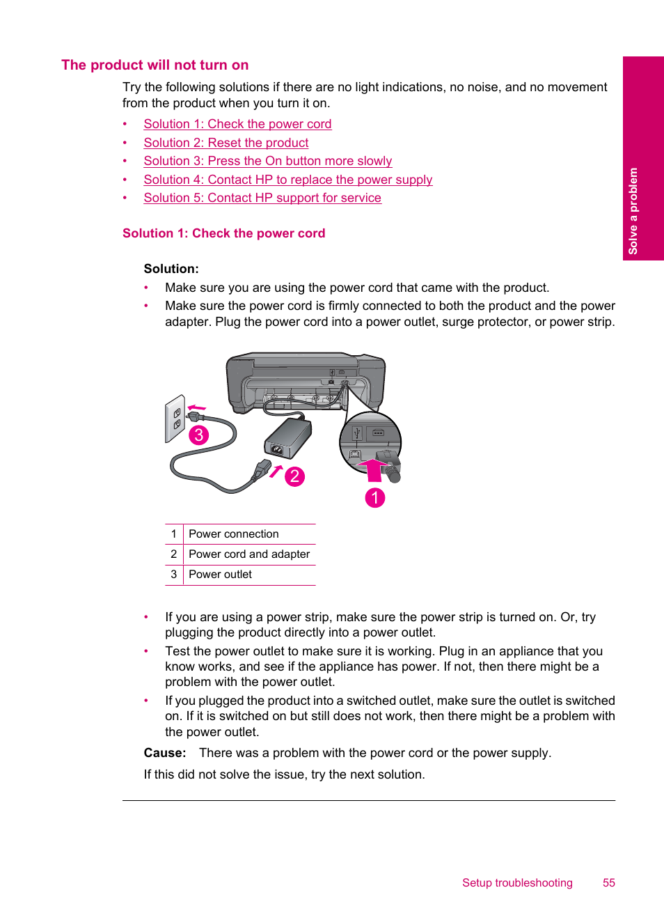 The product will not turn on | HP Photosmart C4780 User Manual | Page 57 / 120