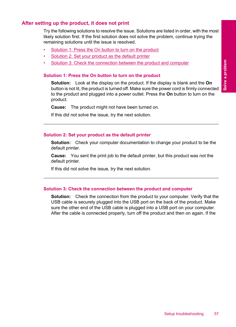 After setting up the product, it does not print | HP Photosmart C4780 User Manual | Page 59 / 120