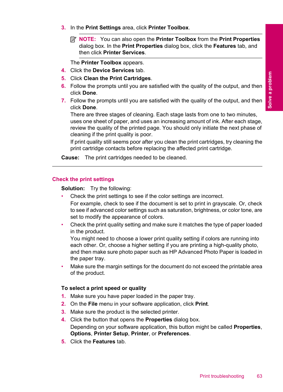 Check the print settings | HP Photosmart C4780 User Manual | Page 65 / 120