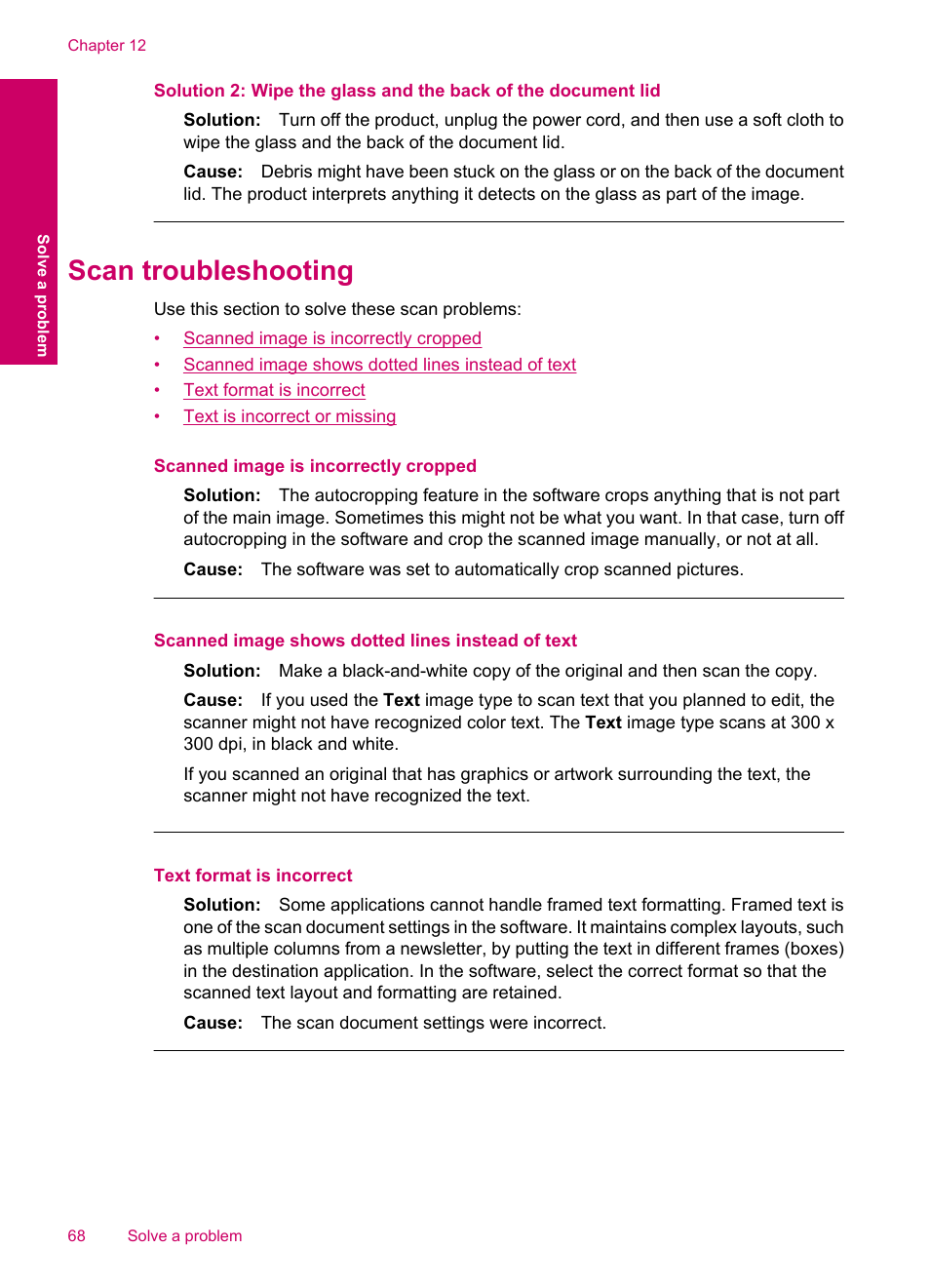 Scan troubleshooting | HP Photosmart C4780 User Manual | Page 70 / 120