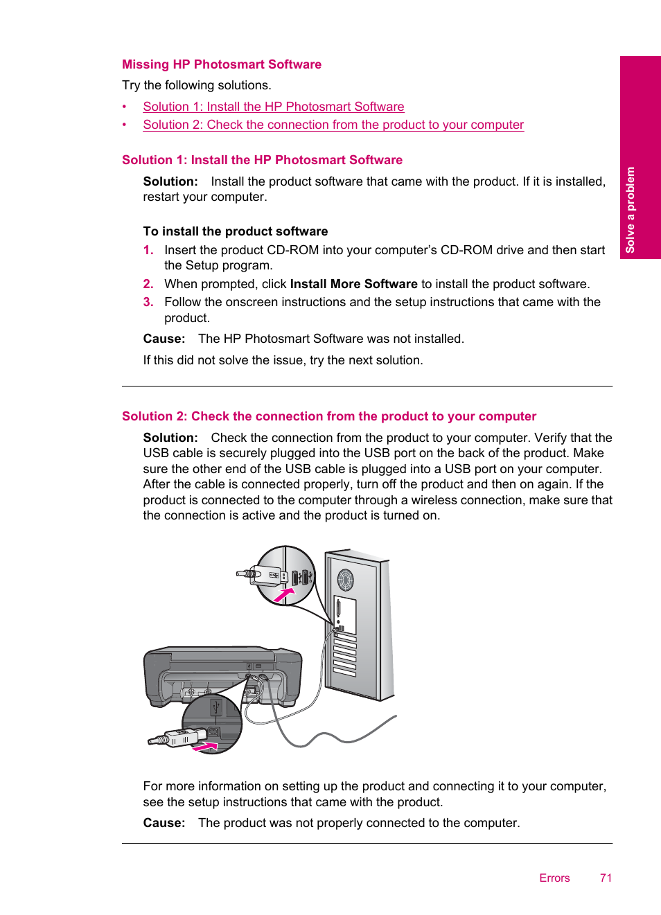 Missing hp photosmart software | HP Photosmart C4780 User Manual | Page 73 / 120