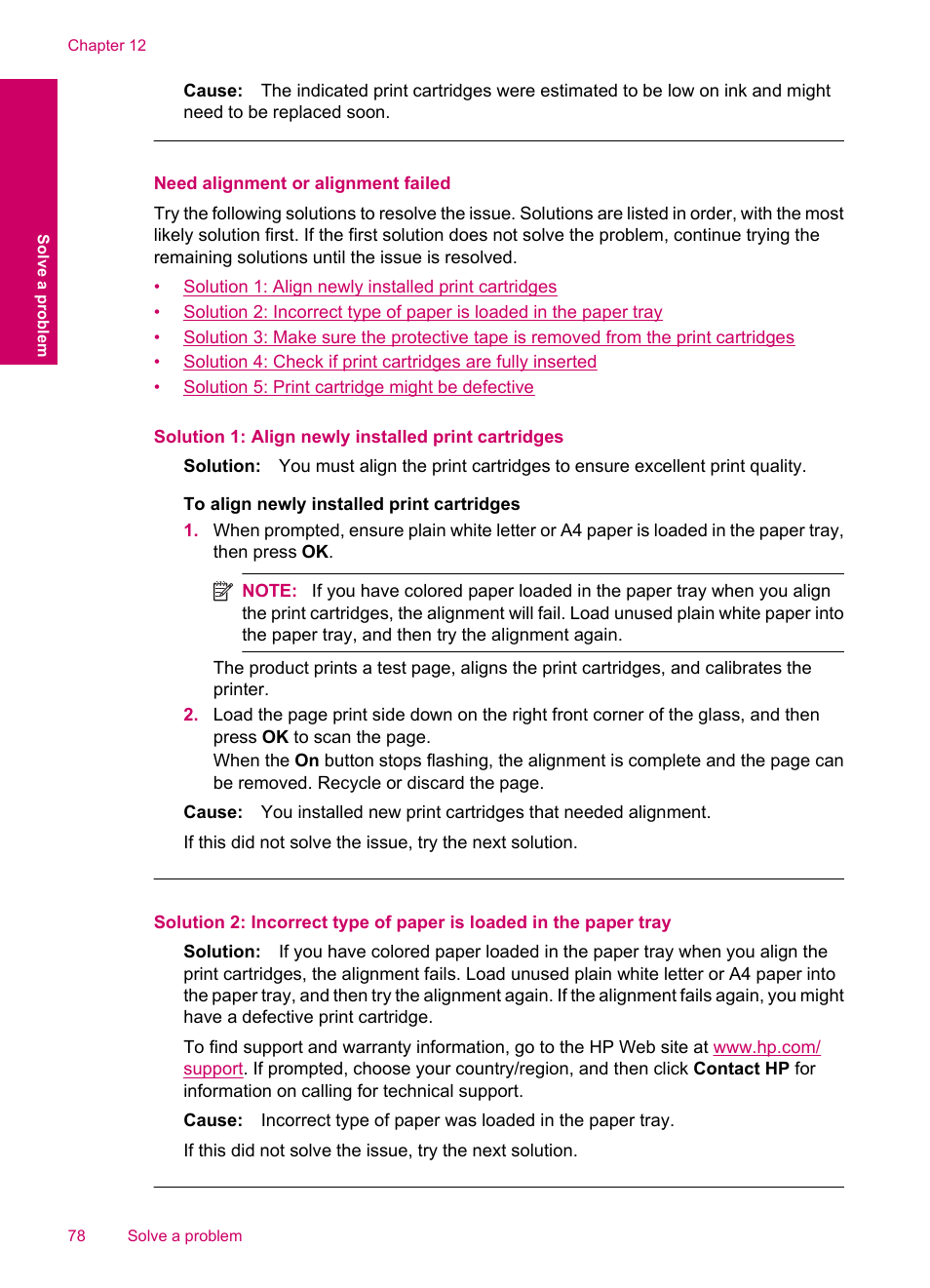 Need alignment or alignment failed | HP Photosmart C4780 User Manual | Page 80 / 120