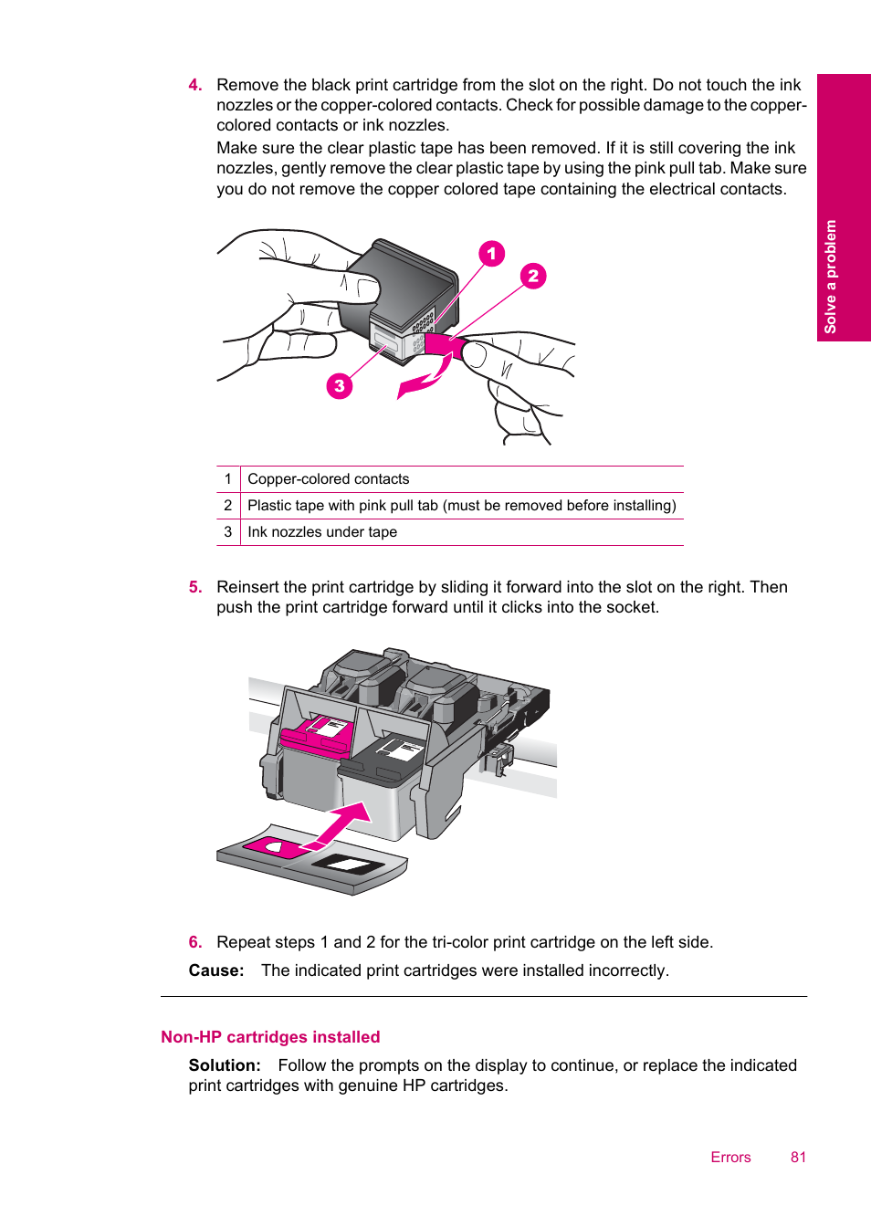 Non-hp cartridges installed | HP Photosmart C4780 User Manual | Page 83 / 120