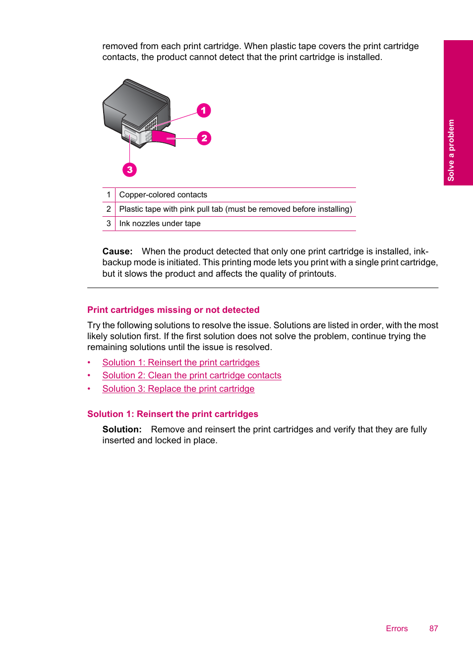 Print cartridges missing or not detected | HP Photosmart C4780 User Manual | Page 89 / 120