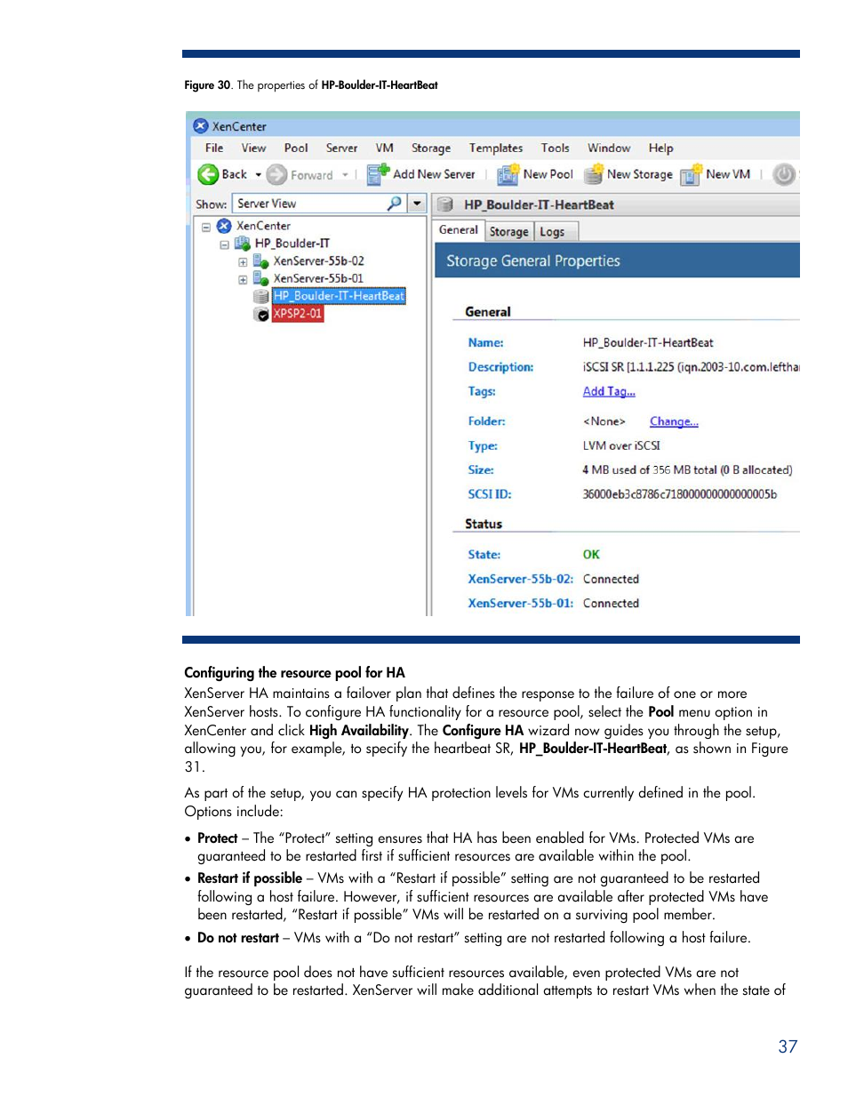 Configuring the resource pool for ha | HPP Enterprises P4000 SAN User Manual | Page 37 / 63