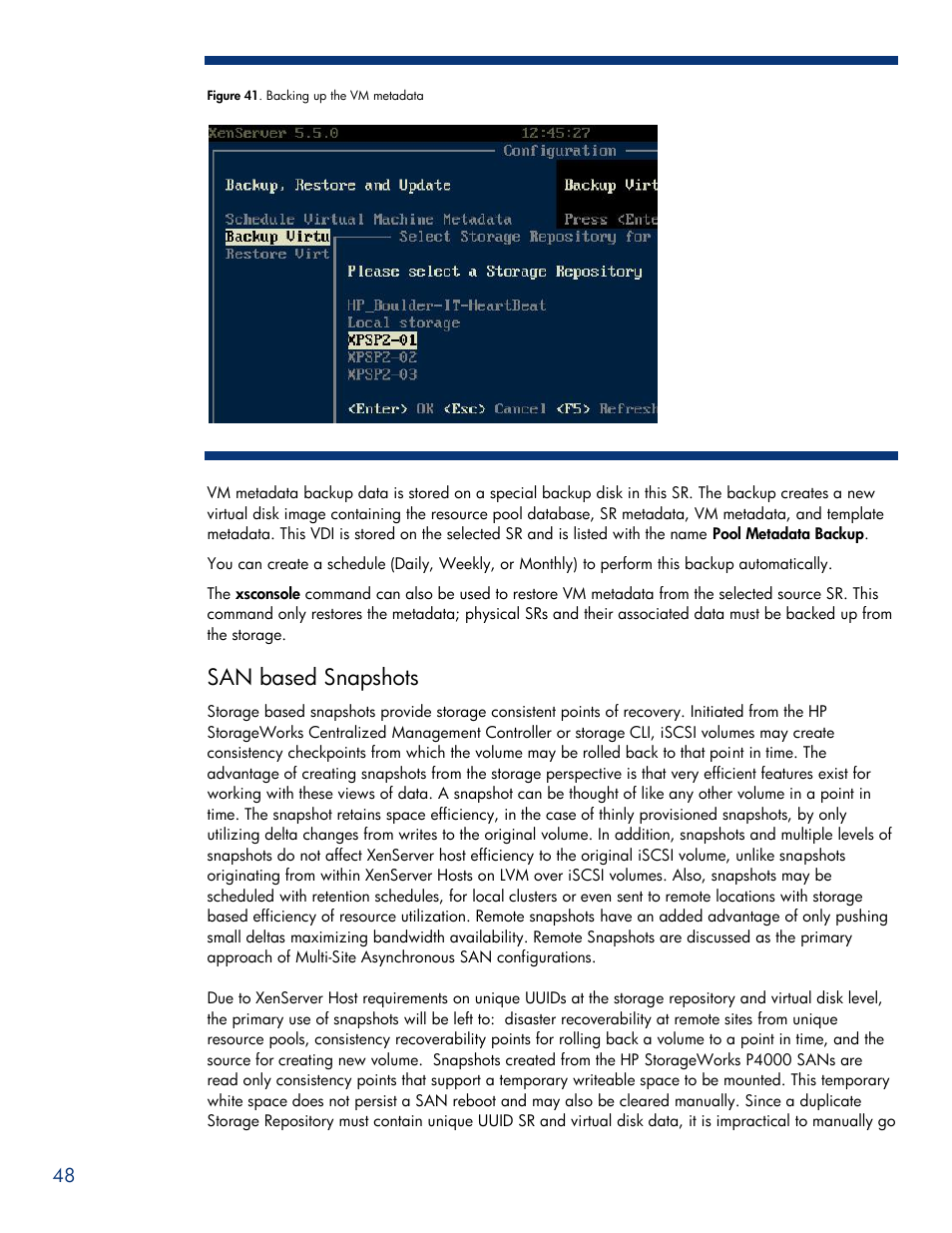 San based snapshots | HPP Enterprises P4000 SAN User Manual | Page 48 / 63