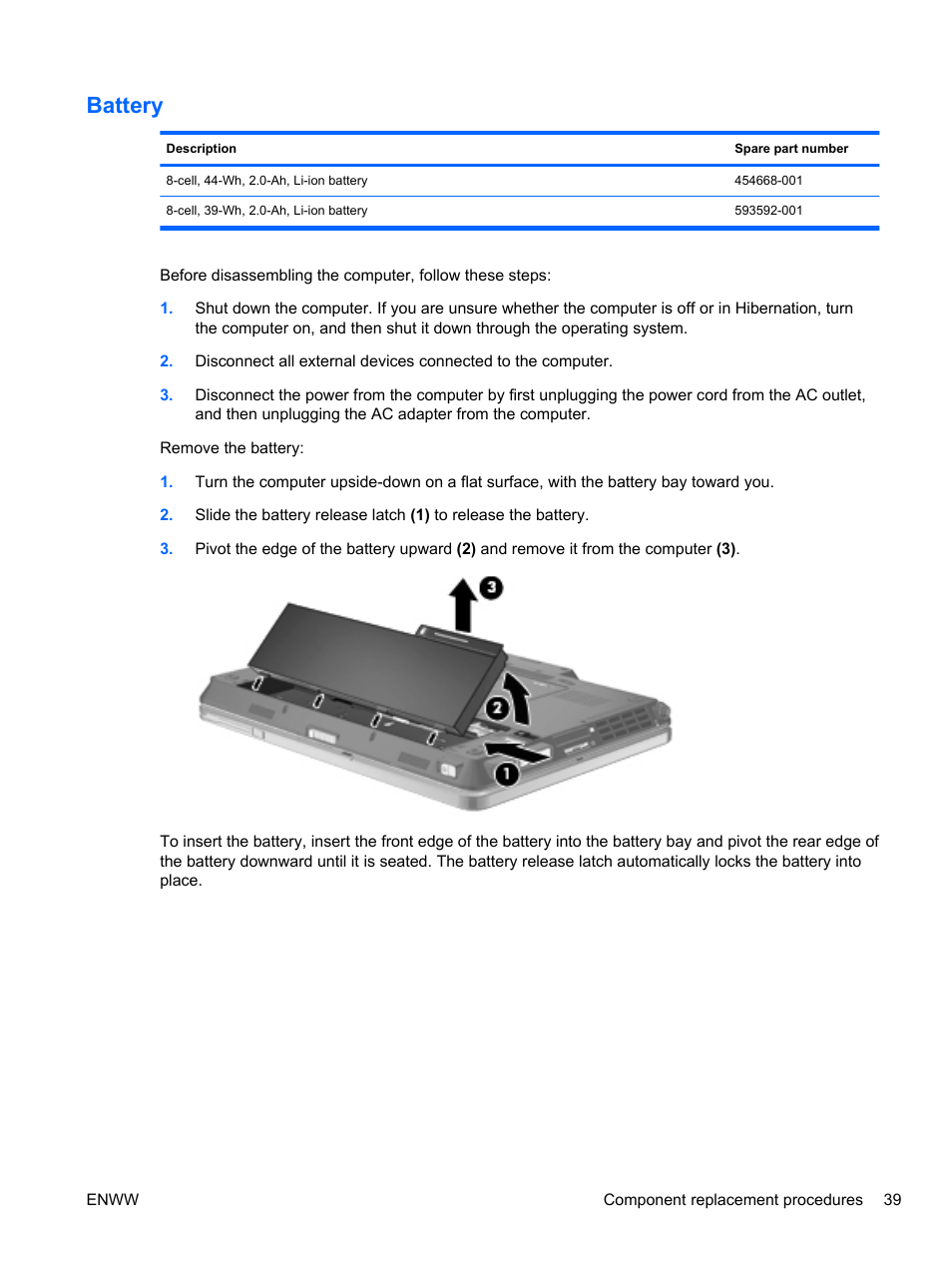 Battery | HPP Enterprises 2740P User Manual | Page 47 / 117