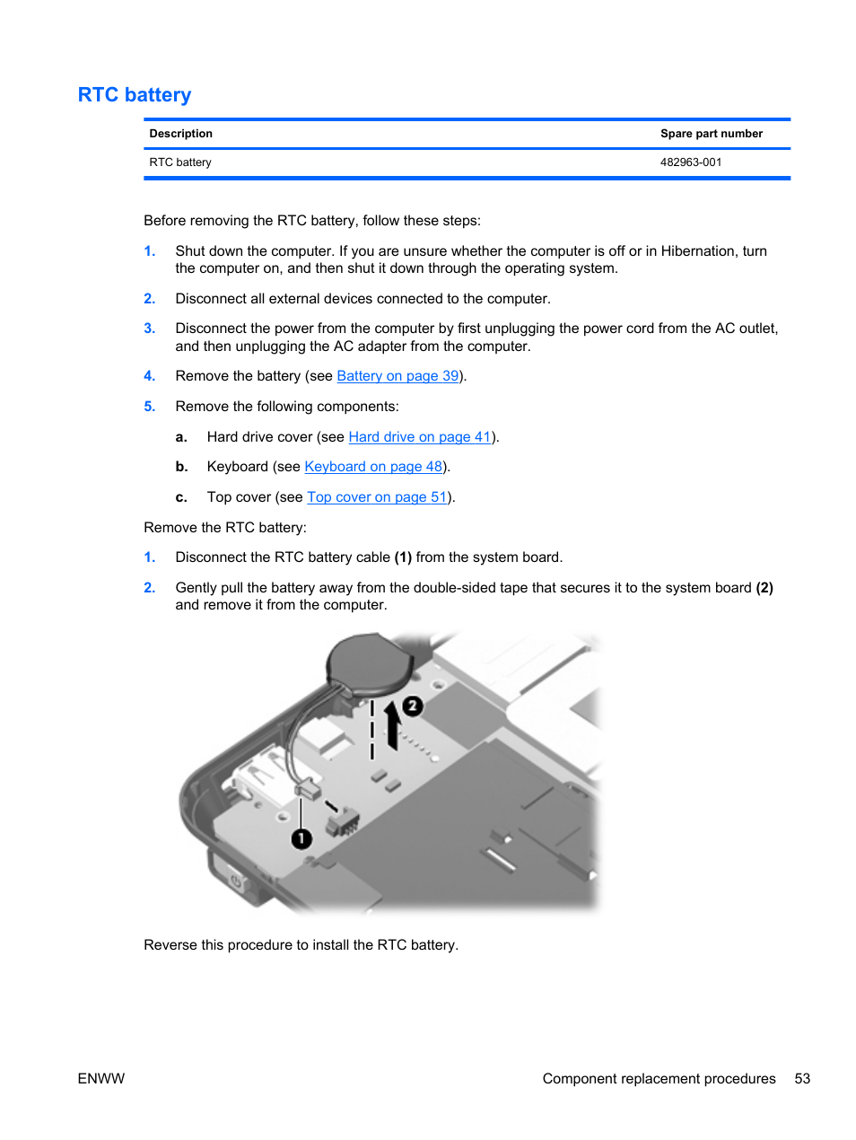 Rtc battery | HPP Enterprises 2740P User Manual | Page 61 / 117