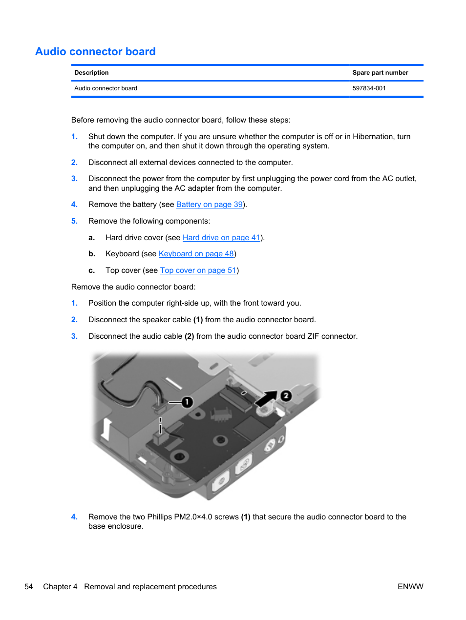 Audio connector board | HPP Enterprises 2740P User Manual | Page 62 / 117