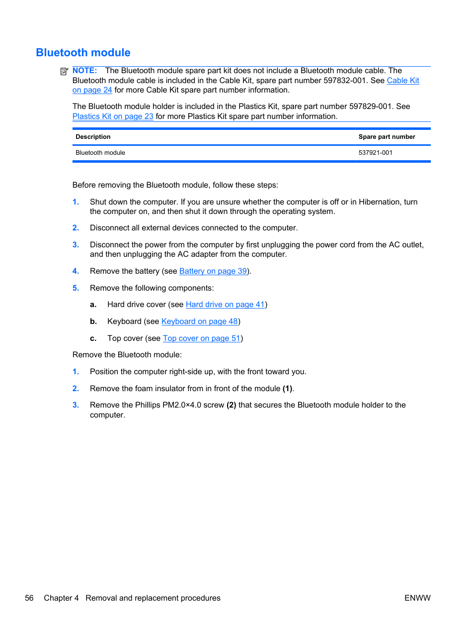 Bluetooth module | HPP Enterprises 2740P User Manual | Page 64 / 117