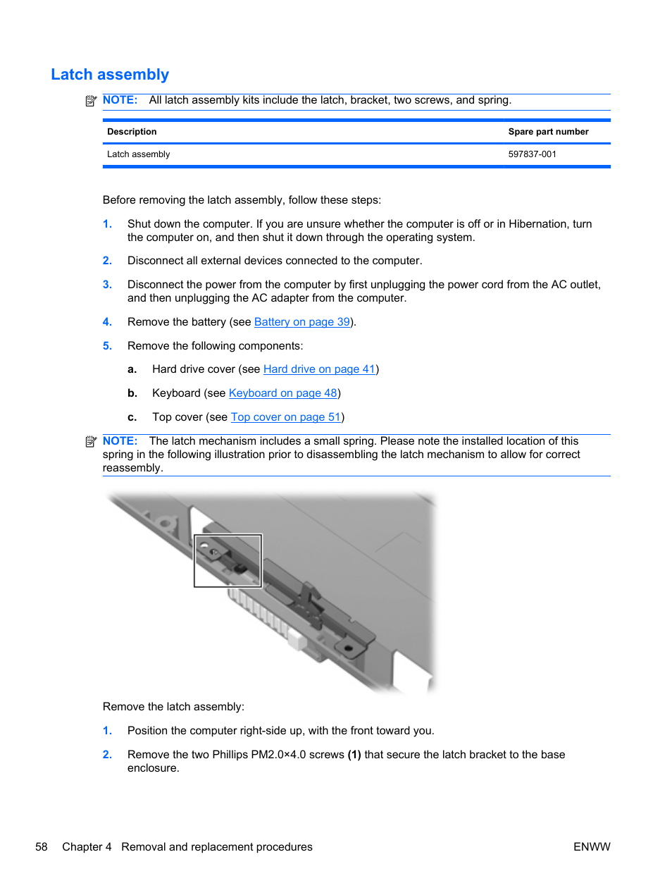 Latch assembly | HPP Enterprises 2740P User Manual | Page 66 / 117