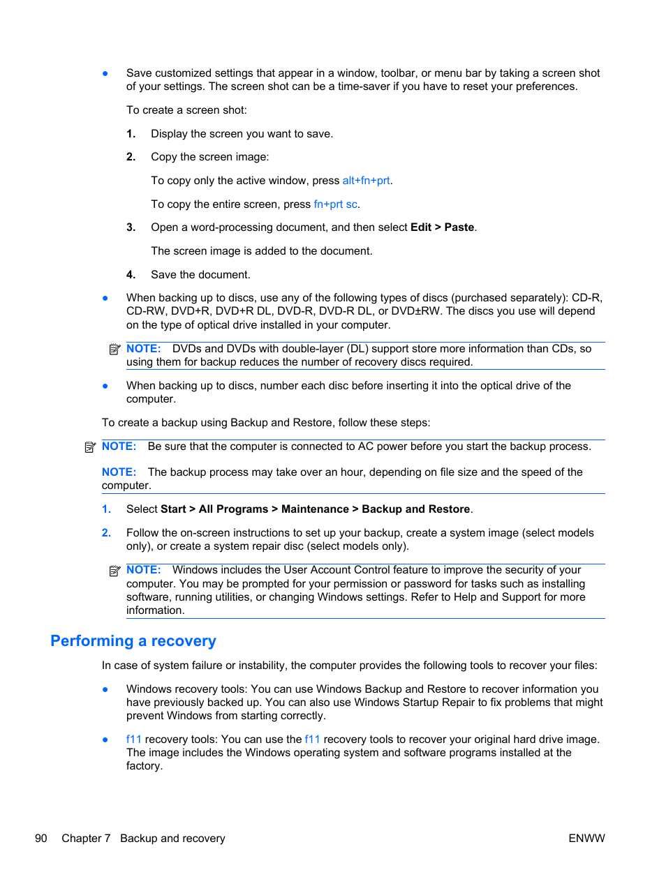 Performing a recovery | HPP Enterprises 2740P User Manual | Page 98 / 117