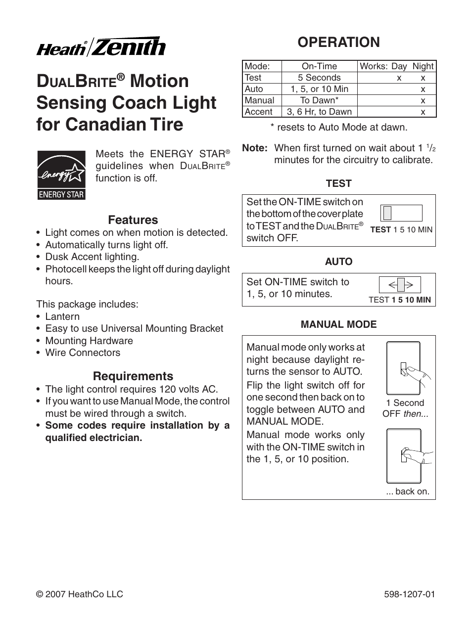 Heath Zenith Motion Sensing Coach Lights User Manual | 24 pages