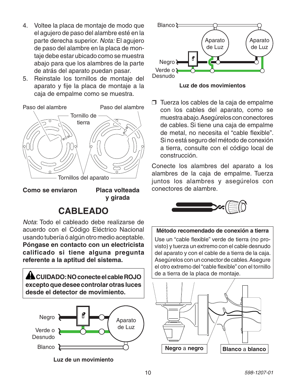 Cableado | Heath Zenith Motion Sensing Coach Lights User Manual | Page 10 / 24