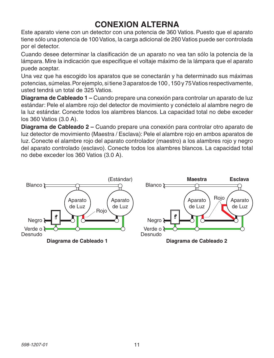 Conexion alterna | Heath Zenith Motion Sensing Coach Lights User Manual | Page 11 / 24
