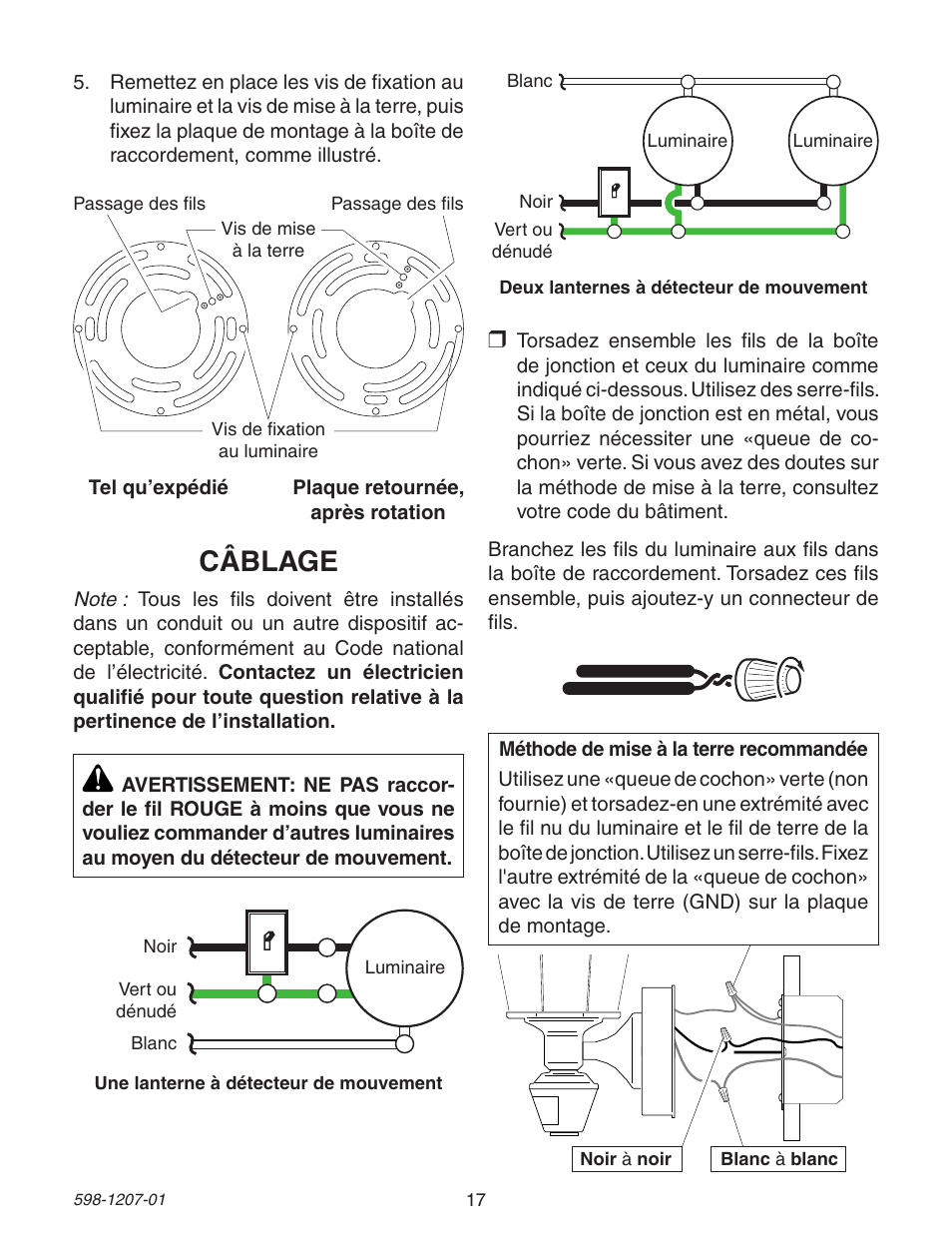 Câblage | Heath Zenith Motion Sensing Coach Lights User Manual | Page 17 / 24