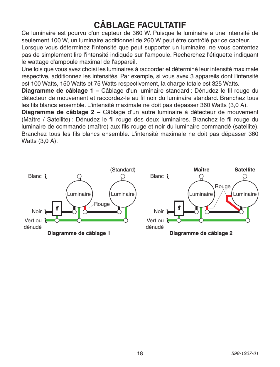 Câblage facultatif | Heath Zenith Motion Sensing Coach Lights User Manual | Page 18 / 24