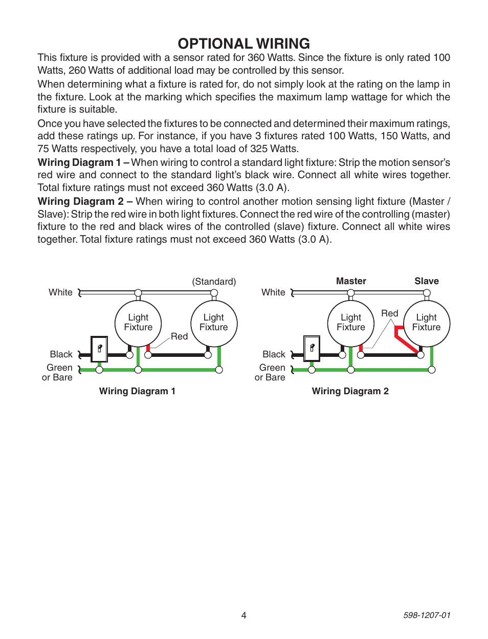 Optional wiring | Heath Zenith Motion Sensing Coach Lights User Manual | Page 4 / 24