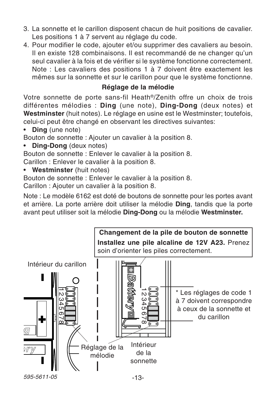 Ery battery ery battery b battery | Heath Zenith SL-6172 User Manual | Page 13 / 16