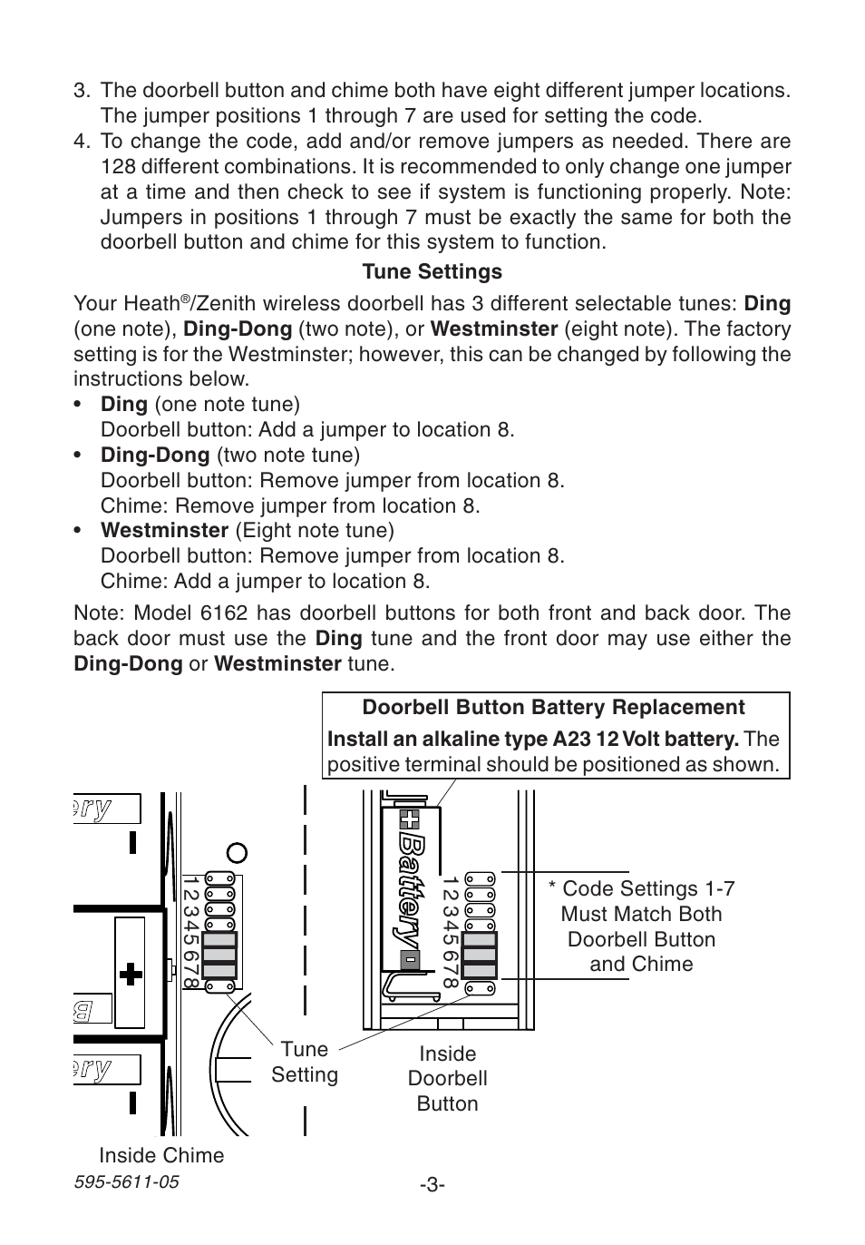 Ery battery ery battery b battery | Heath Zenith SL-6172 User Manual | Page 3 / 16
