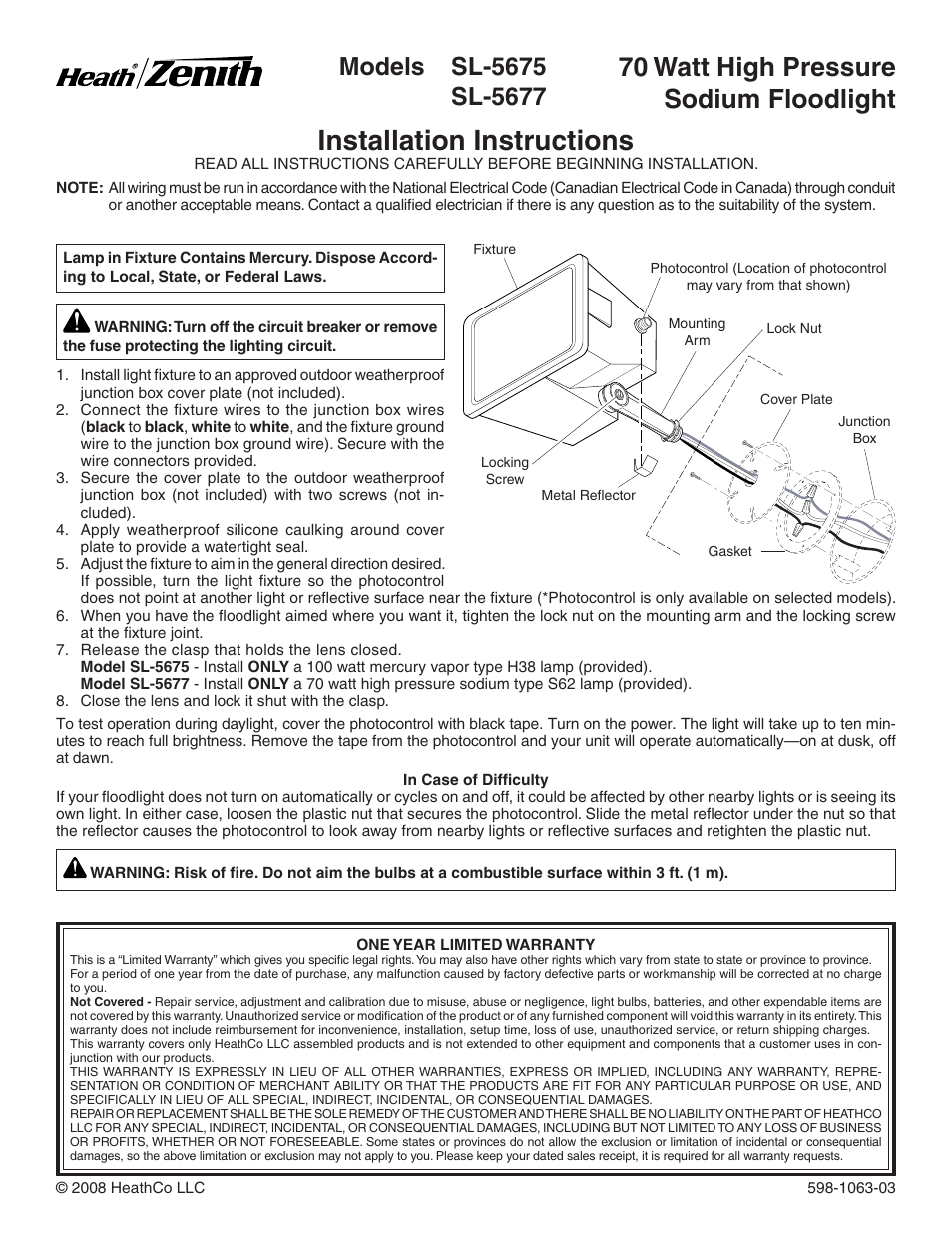 Heath Zenith SL-5675 User Manual | 4 pages