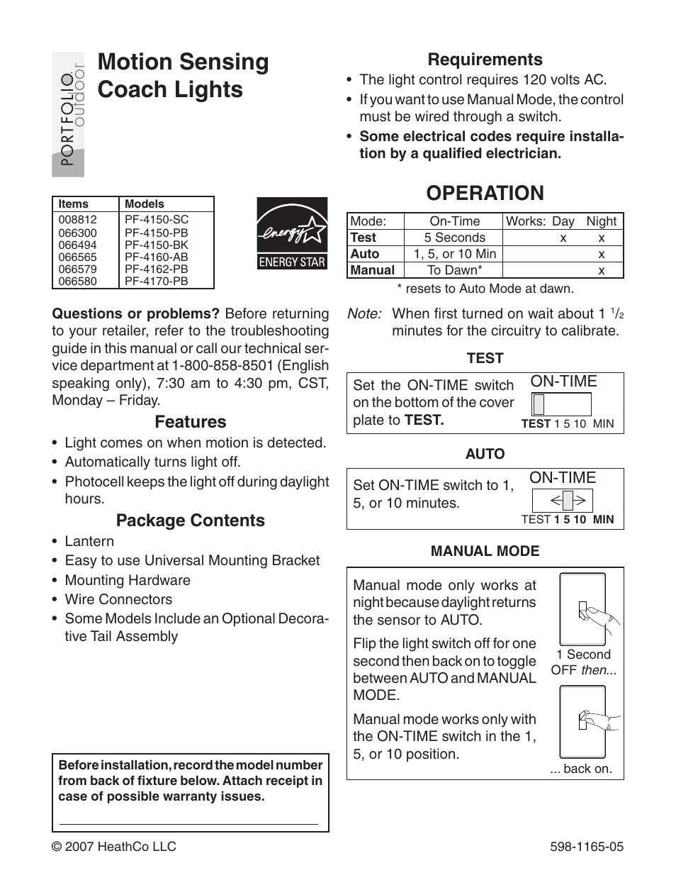 Heath Zenith PF-4160-AB User Manual | 24 pages