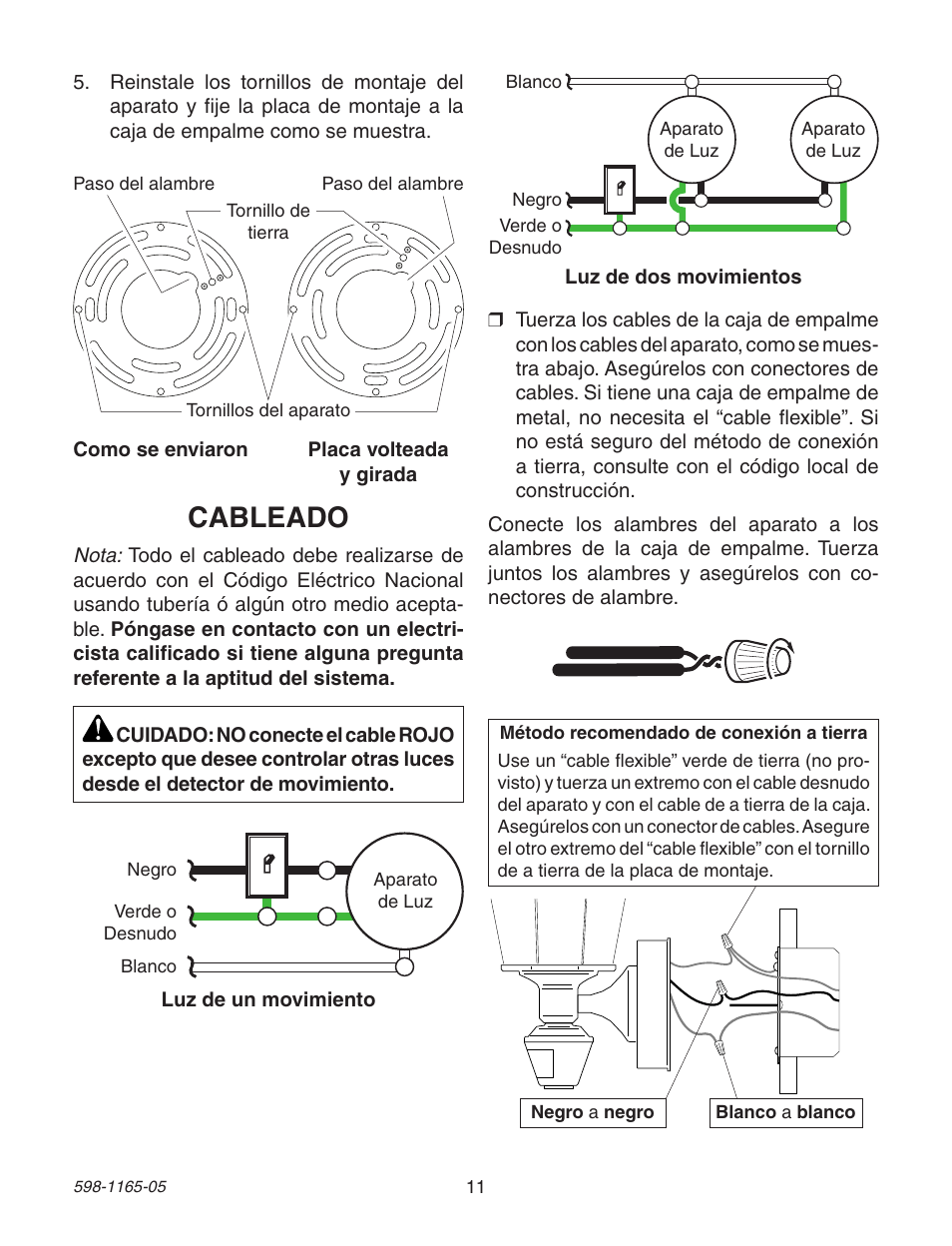 Cableado | Heath Zenith PF-4160-AB User Manual | Page 11 / 24