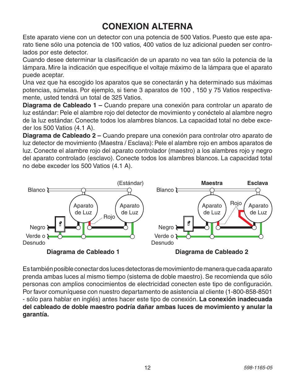Conexion alterna | Heath Zenith PF-4160-AB User Manual | Page 12 / 24