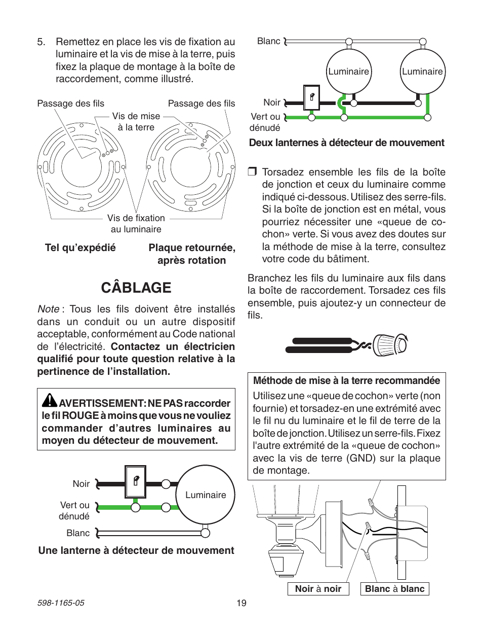 Câblage | Heath Zenith PF-4160-AB User Manual | Page 19 / 24