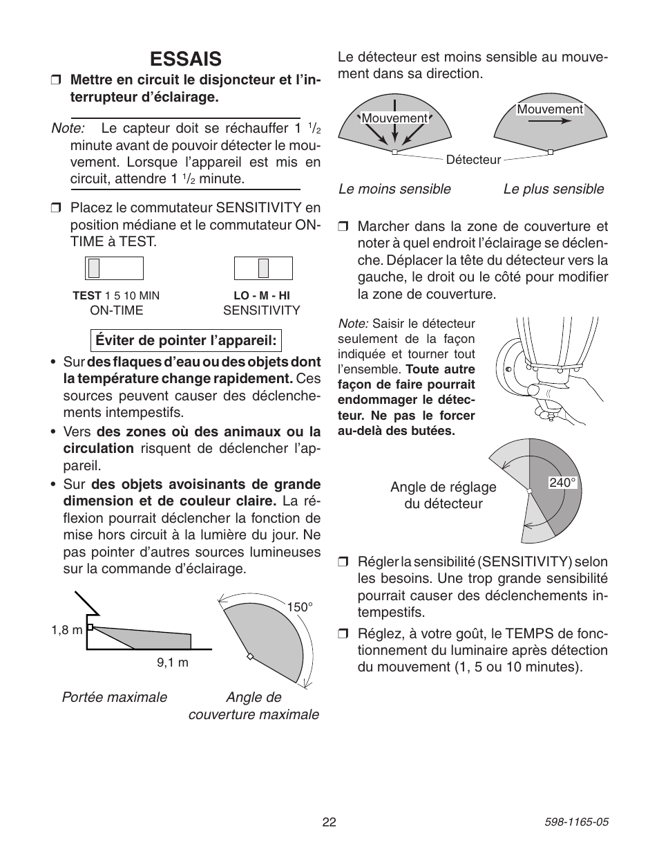 Essais | Heath Zenith PF-4160-AB User Manual | Page 22 / 24
