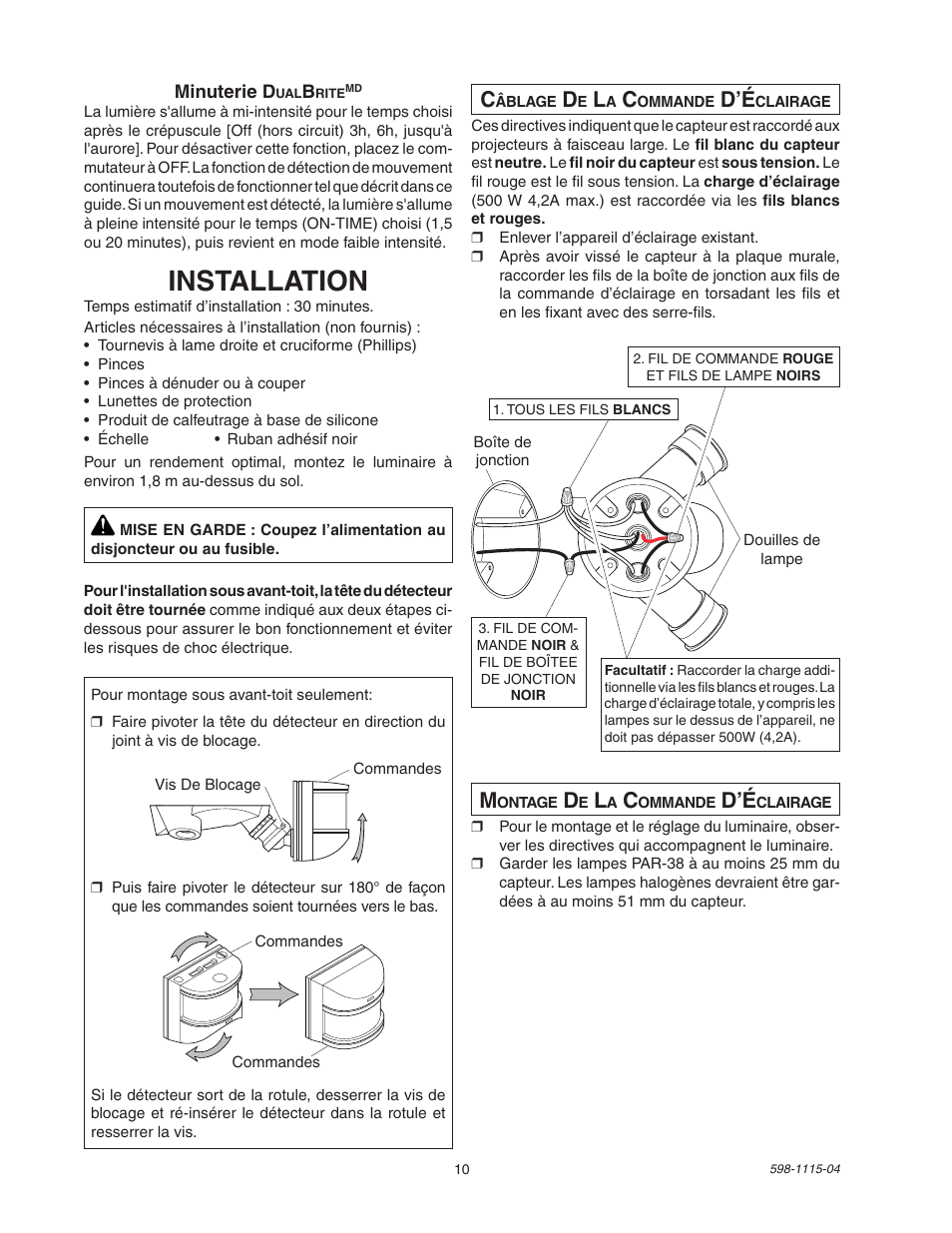 Installation | Heath Zenith DualBrite Replacement Sensor Head 2LBN3 User Manual | Page 10 / 12