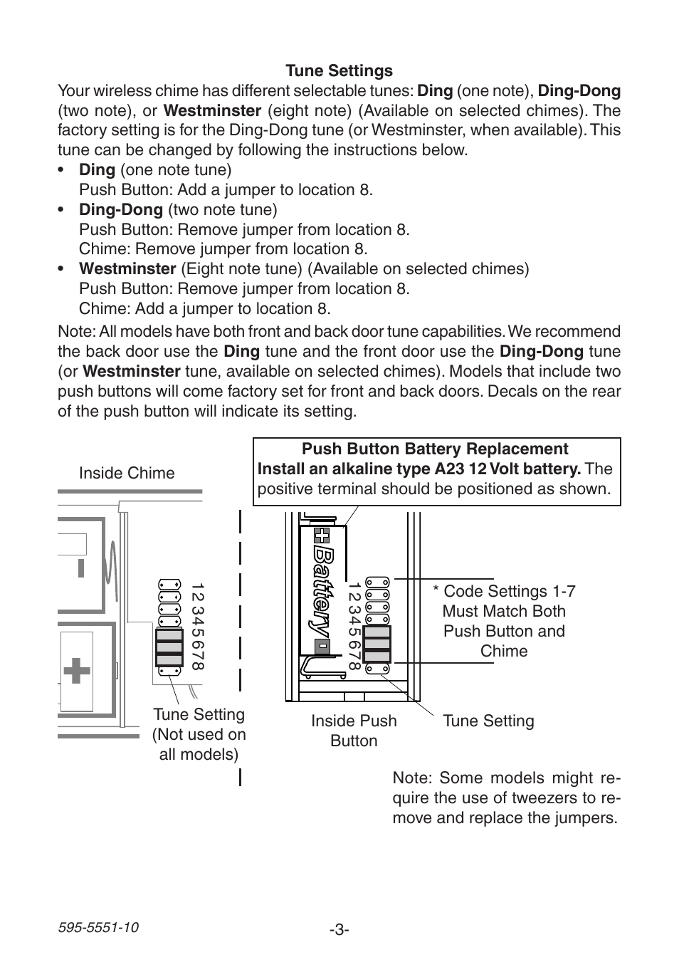 Heath Zenith Wireless Chime 595-5551-10 User Manual | Page 3 / 16