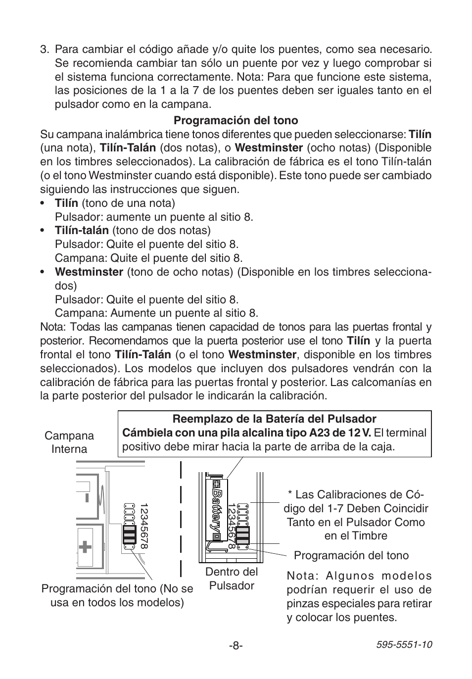 Heath Zenith Wireless Chime 595-5551-10 User Manual | Page 8 / 16