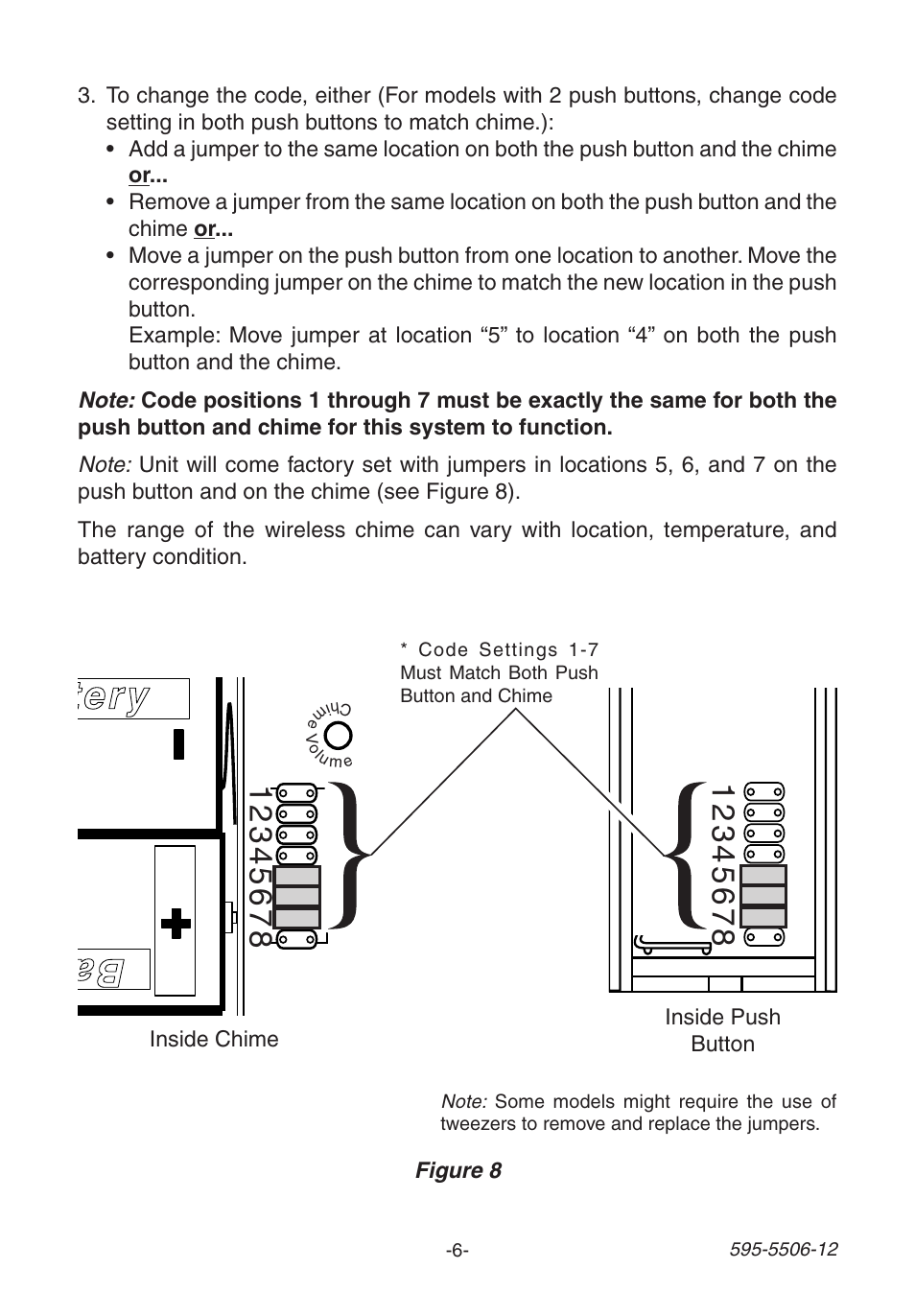 Battery, Battery ba tte ry | Heath Zenith 6270 Series User Manual | Page 6 / 28