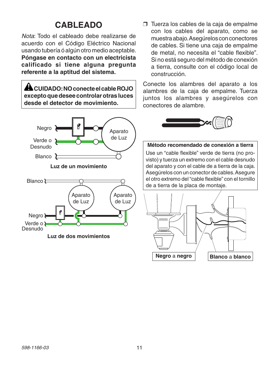 Cableado | Heath Zenith Dual Brite PF-4144-AZ User Manual | Page 11 / 24