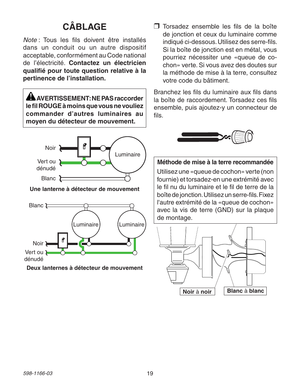 Câblage | Heath Zenith Dual Brite PF-4144-AZ User Manual | Page 19 / 24