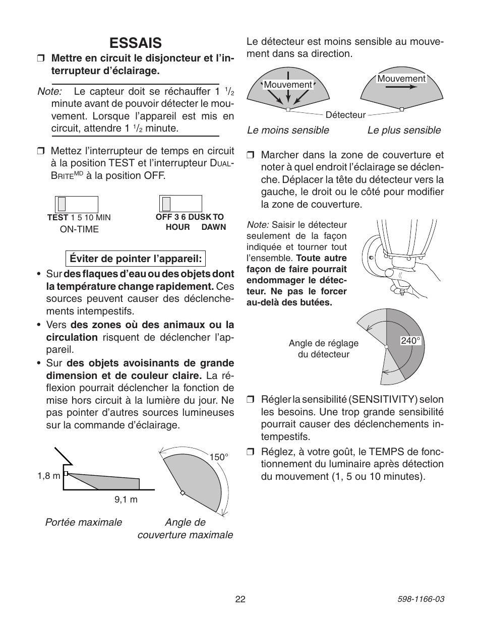 Essais | Heath Zenith Dual Brite PF-4144-AZ User Manual | Page 22 / 24