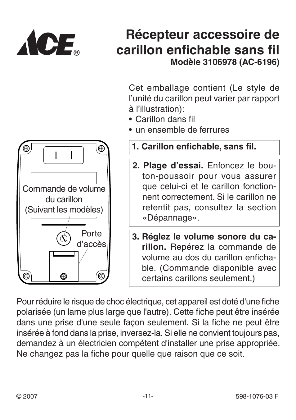 Heath Zenith 3106978 (AC-6196) User Manual | Page 11 / 16
