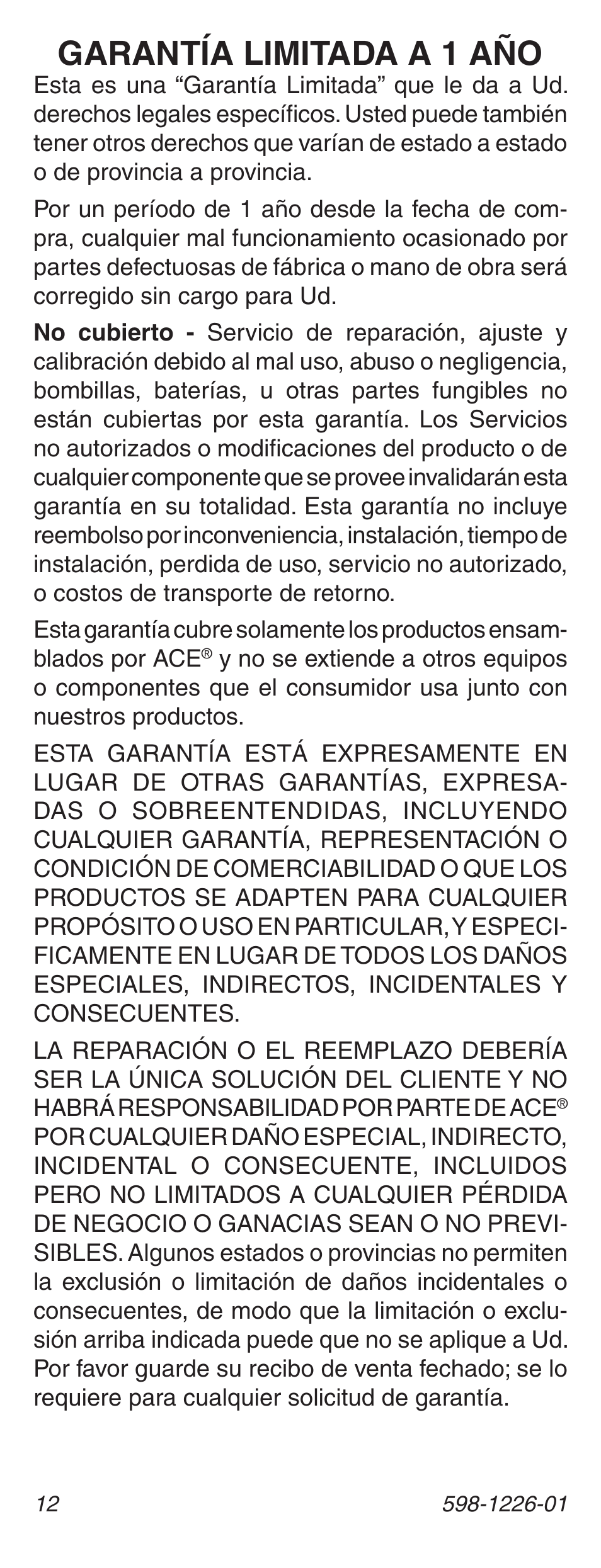 Garantía limitada a 1 año | Heath Zenith LED Lighted Pushbutton with Courtesy Light 598-1226-01 User Manual | Page 12 / 20